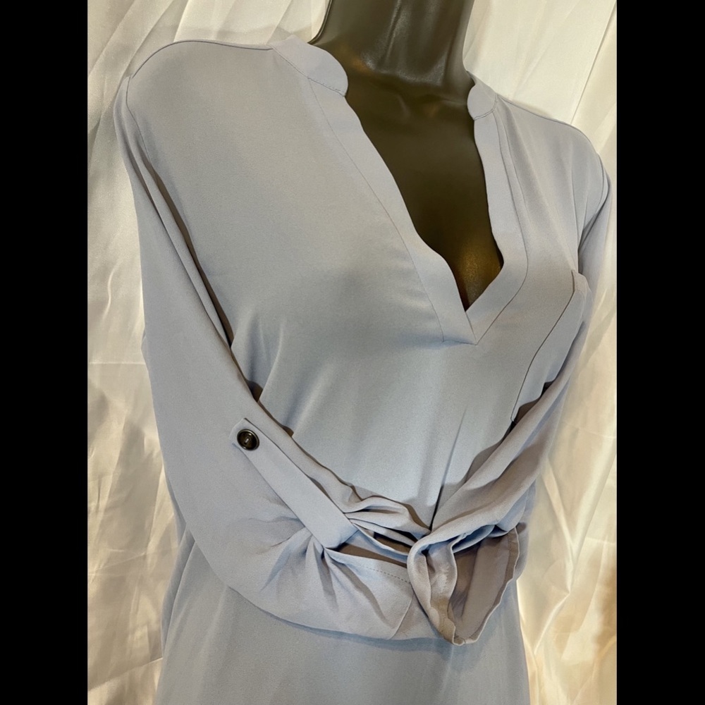 Lush Light Blue V Cut Blouse